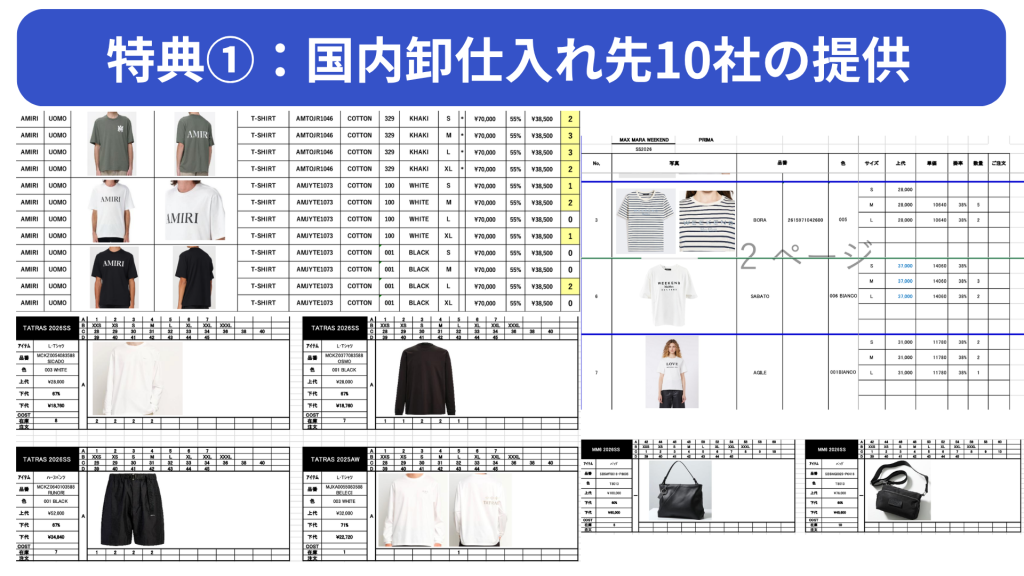 国内卸仕入れ先10社の提供